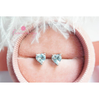 Sterling Silver Topaz Heart Earrings - Blue and Allergy-Friendly