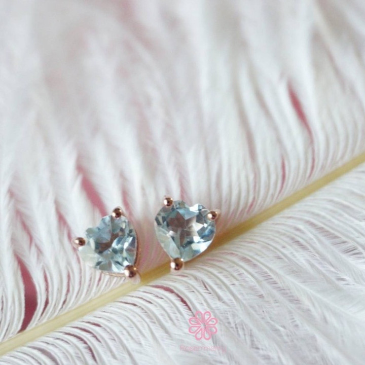 Sterling Silver Topaz Heart Earrings - Blue and Allergy-Friendly