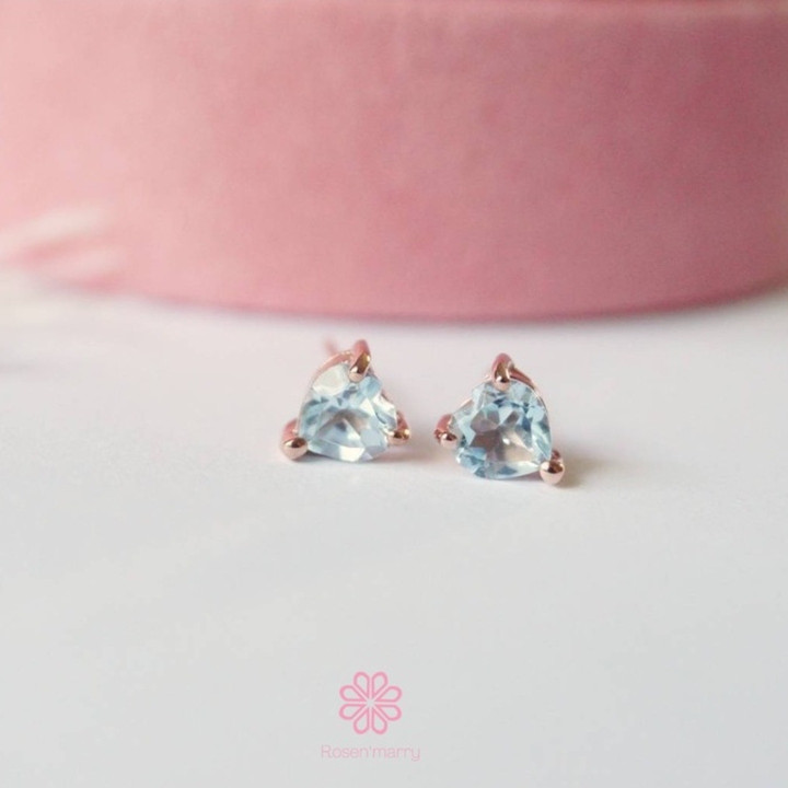 Sterling Silver Topaz Heart Earrings - Blue and Allergy-Friendly