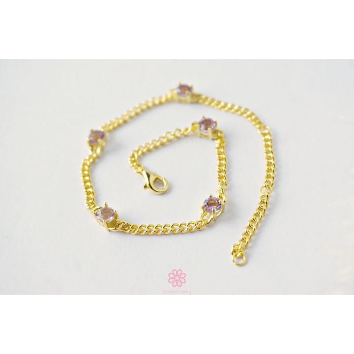 Pulsera de plata de ley con amatista - Regalo de joyería con piedras preciosas auténticas
