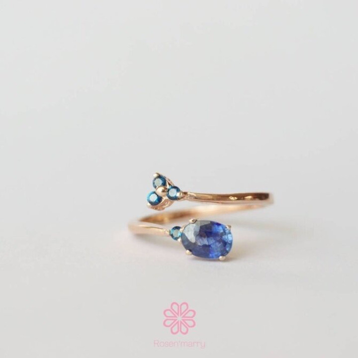 Saphir- und Topasring aus Sterlingsilber | Roségold | Echter Edelstein