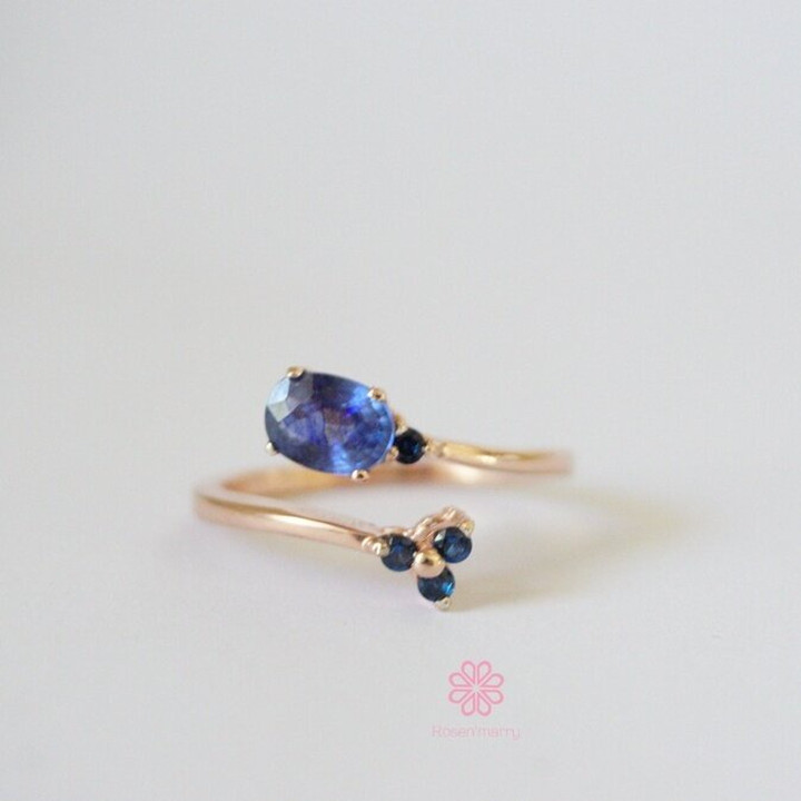 Saphir- und Topasring aus Sterlingsilber | Roségold | Echter Edelstein