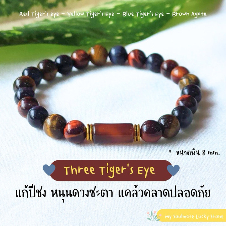 Bracelet en œil de tigre et agate pour porter chance