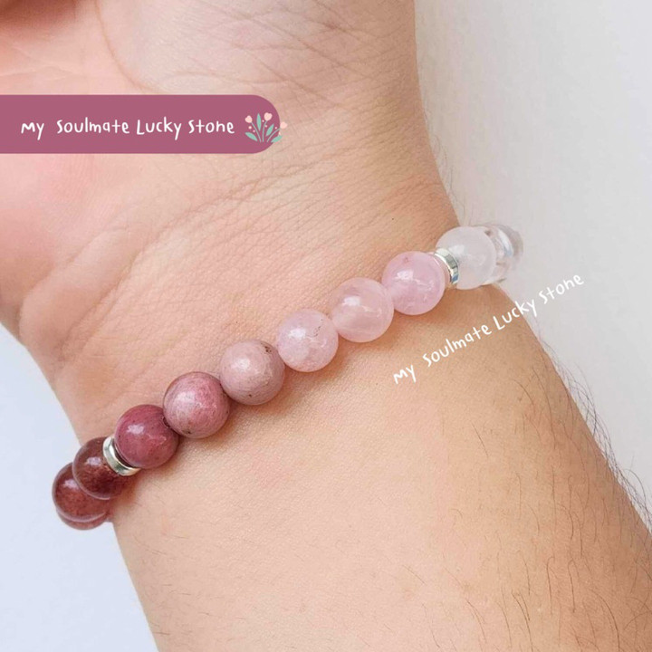 Bracelet en quartz fraise : attire l'amour et la chance