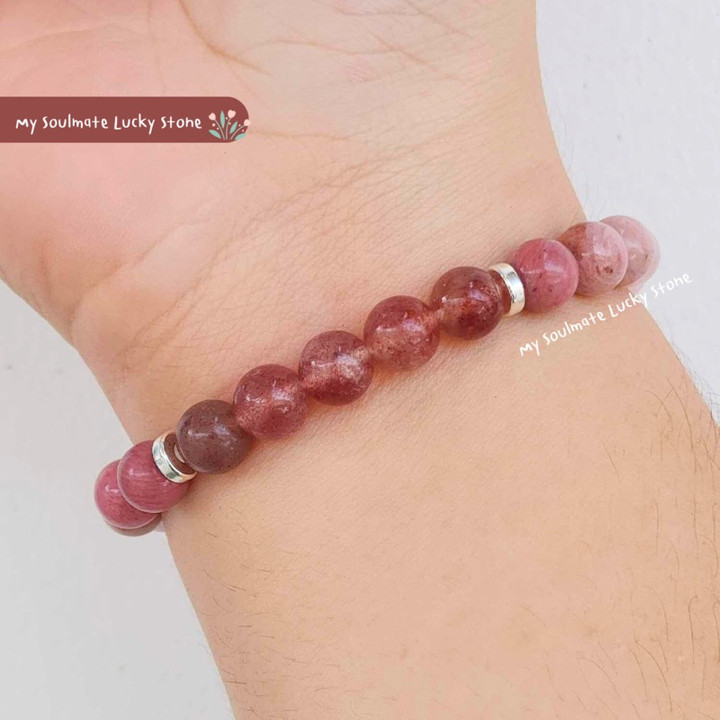 Bracelet en quartz fraise : attire l'amour et la chance