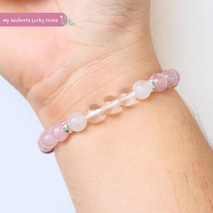 Bracelet en quartz fraise : attire l'amour et la chance