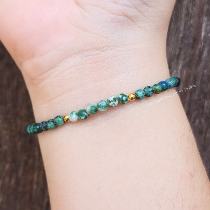 Pulsera de piedra verde armonía para la suerte, la riqueza y el éxito.
