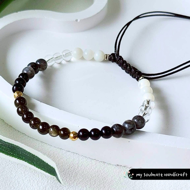 Black Harmony Bracelet: Protective Stones for Fortune & Calm
