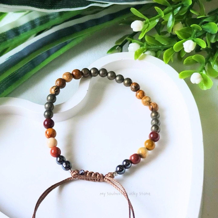 Pulsera de jaspe pirita para la suerte, la salud y la protección.