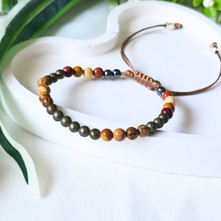 Pulsera de jaspe pirita para la suerte, la salud y la protección.