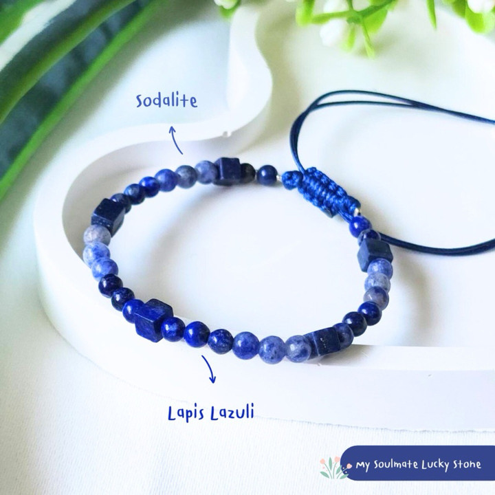Bracelet en sodalite et lapis-lazuli : Concentration et clarté