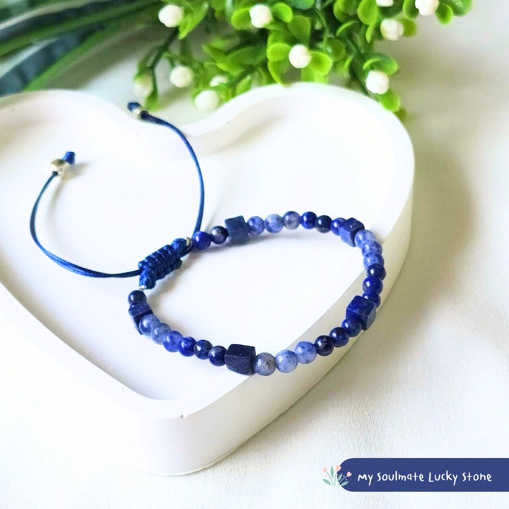 Bracelet en sodalite et lapis-lazuli : Concentration et clarté