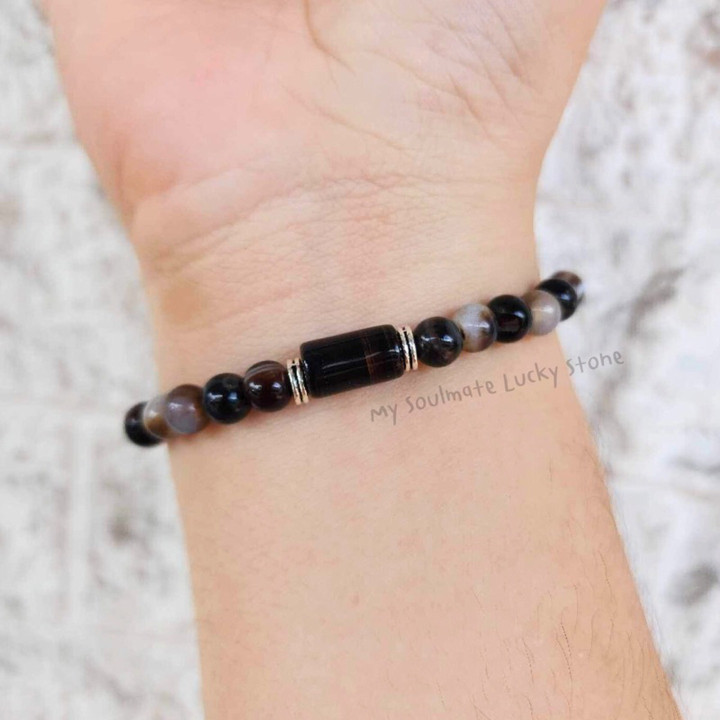 Bracelet en agate brune : Protection, vitalité et chance