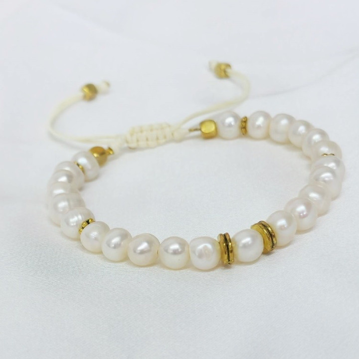 Pulsera de perlas auténticas | Piedra natural para la buena fortuna