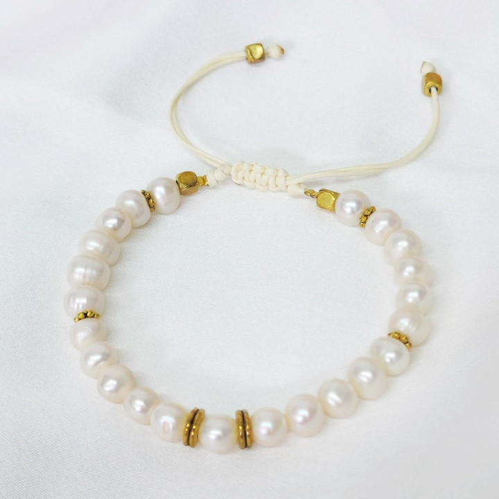 Pulsera de perlas auténticas | Piedra natural para la buena fortuna