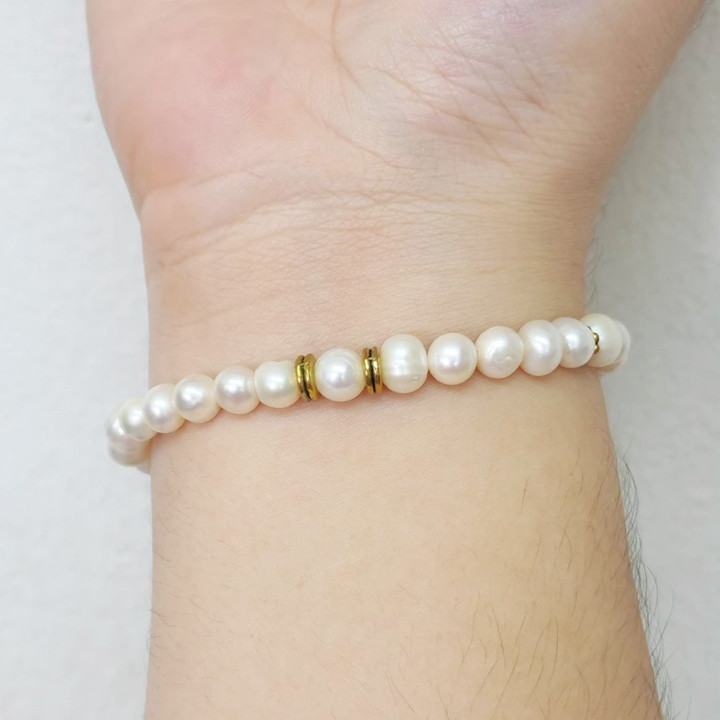 Pulsera de perlas auténticas | Piedra natural para la buena fortuna