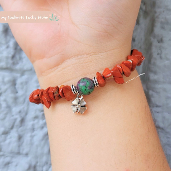 Bracelet en jaspe rouge : Stimule l'énergie, équilibre et soulage le stress