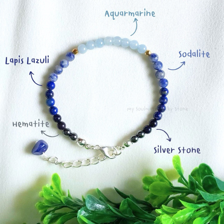 Blue Cloudy Stone Bracelet: Intelligence, Creativity & Wealth