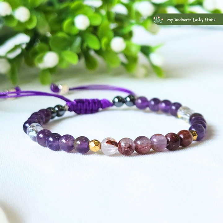Amethyst & Clear Quartz Bracelet: Charm, Focus & Creativity