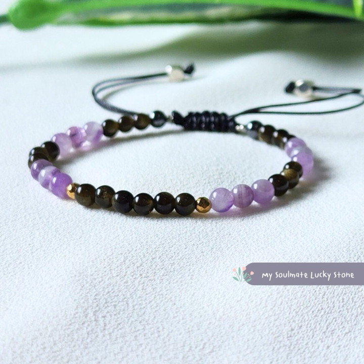 Armband aus Amethyst und Obsidian: Fokus, Balance und Kreativität