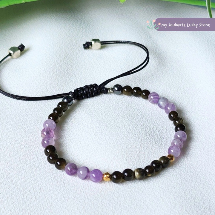 Armband aus Amethyst und Obsidian: Fokus, Balance und Kreativität