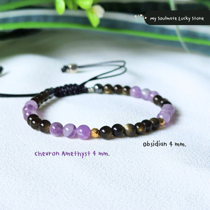 Armband aus Amethyst und Obsidian: Fokus, Balance und Kreativität