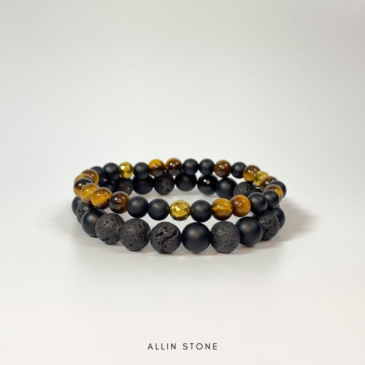 Tiger's Eye and Lava Stone Bracelet for Financial Success