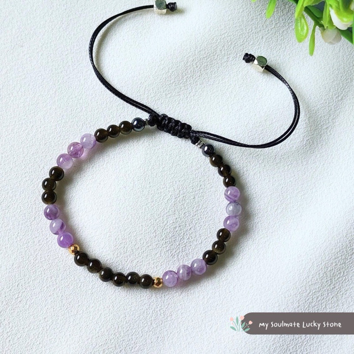Armband aus Amethyst und Obsidian: Fokus, Balance und Kreativität