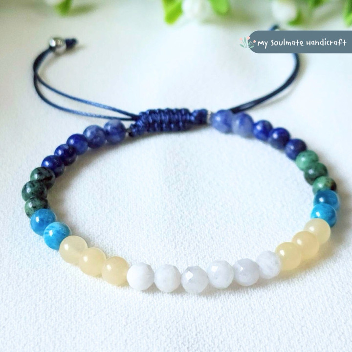 Pulsera de piedras preciosas Estrella Azul para la paz y el éxito.