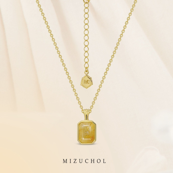 Gold Plated Sterling Silver Rutilated Quartz Necklace