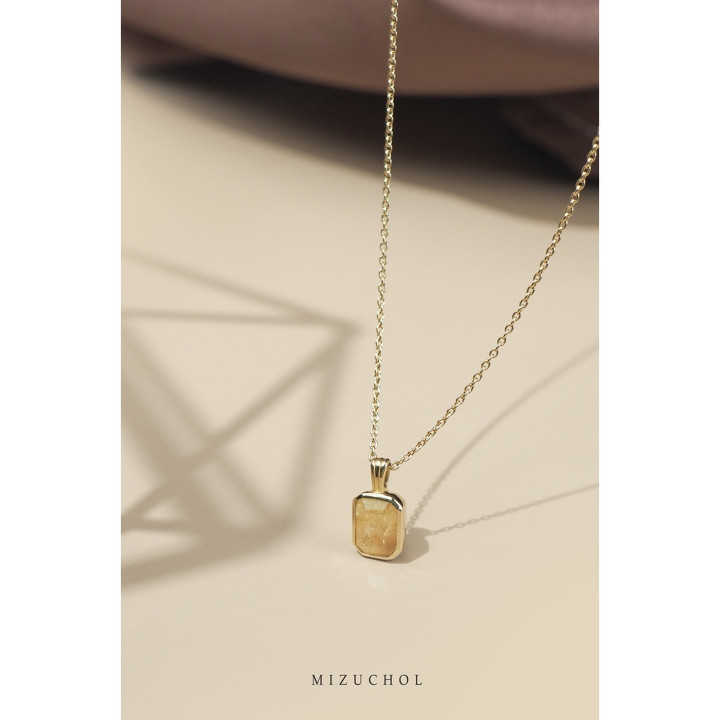 Gold Plated Sterling Silver Rutilated Quartz Necklace