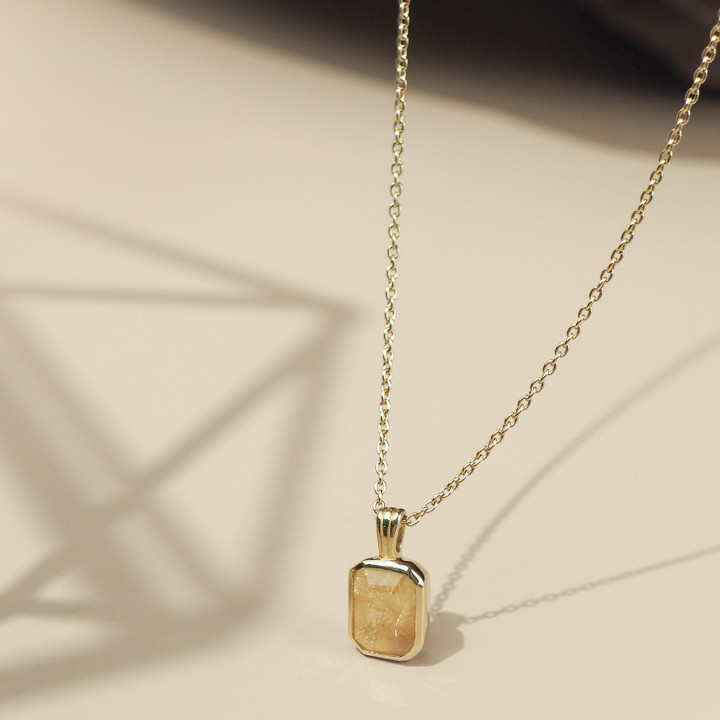 Gold Plated Sterling Silver Rutilated Quartz Necklace