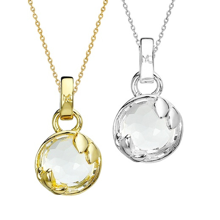 Collar con gema de topacio blanco para la buena suerte