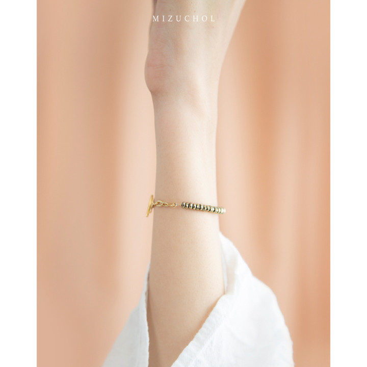 Pyrite Stone Bracelet - Sterling Silver Gold Plated