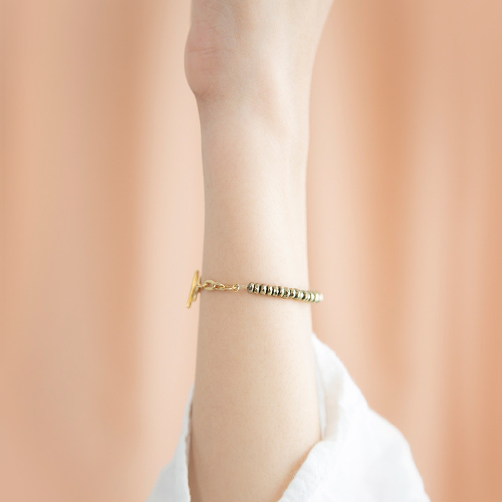 Pyrite Stone Bracelet - Sterling Silver Gold Plated