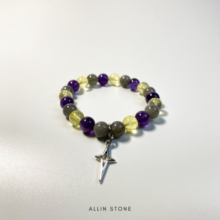 Lucky Charm Bracelet with Labradorite, Citrine and Amethyst