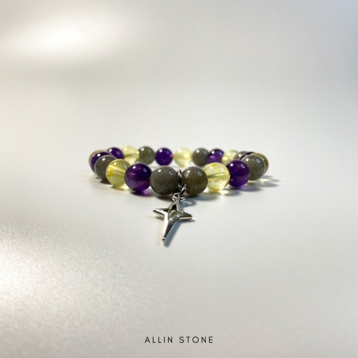 Lucky Charm Bracelet with Labradorite, Citrine and Amethyst