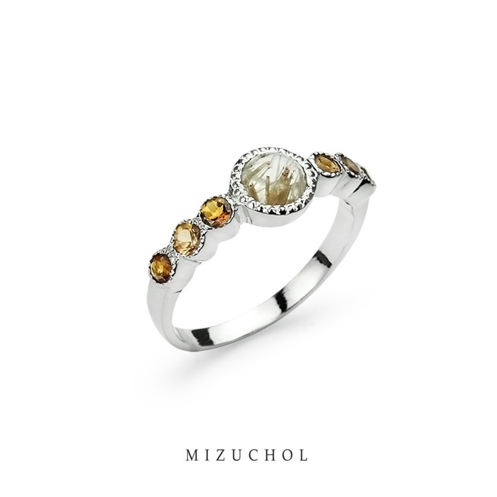 Sterling Silver Rutilated Quartz Gemstone Ring