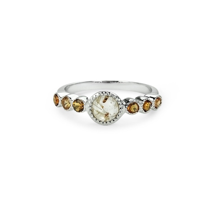 Sterling Silver Rutilated Quartz Gemstone Ring
