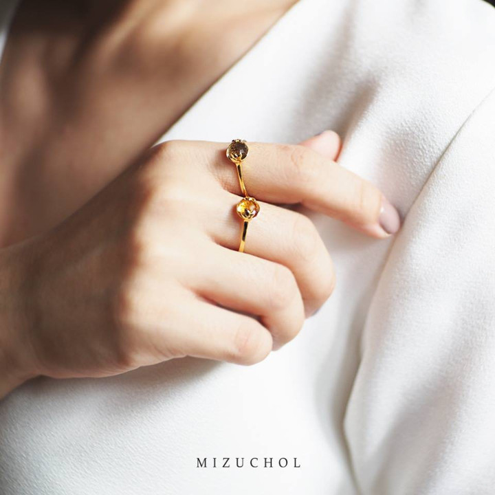 Bague en quartz fumé gris porte-bonheur
