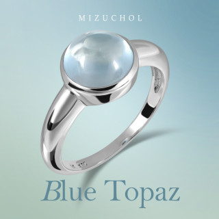White Gold Plated Sterling Silver Blue Topaz Ring