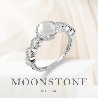 Sterling Silver Moonstone Ring - CLASSY IN WHITE