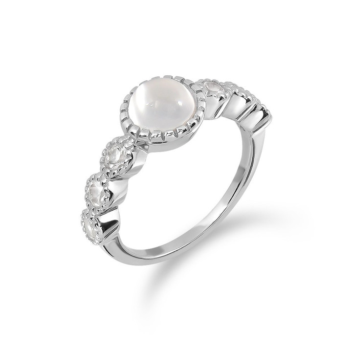 Sterling Silver Moonstone Ring - CLASSY IN WHITE
