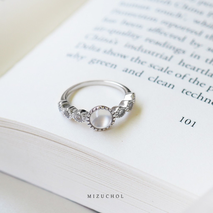 Sterling Silver Moonstone Ring - CLASSY IN WHITE