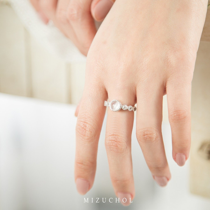 Sterling Silver Moonstone Ring - CLASSY IN WHITE