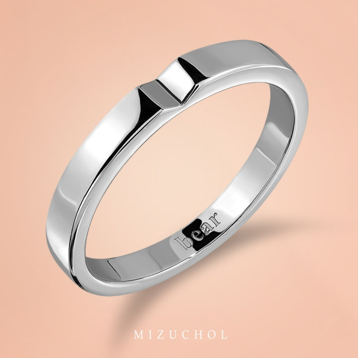 Bagues de couple en argent sterling avec mini cœur et topaze blanche