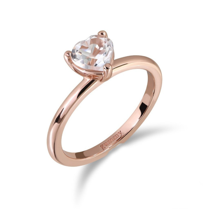 Bagues de couple en argent sterling avec mini cœur et topaze blanche