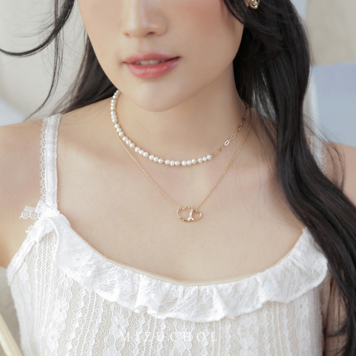 Sterling Silver Gold Plated Clouds or Heart Necklace