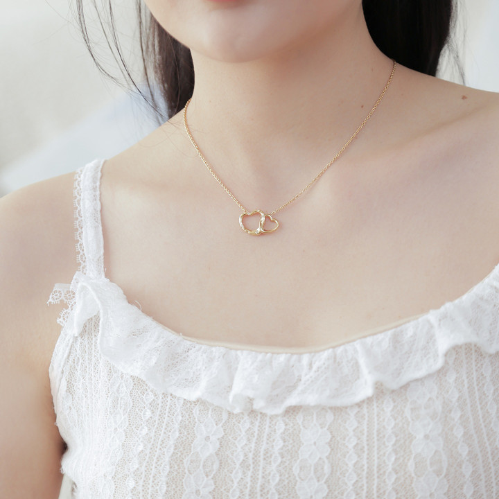 Sterling Silver Gold Plated Clouds or Heart Necklace