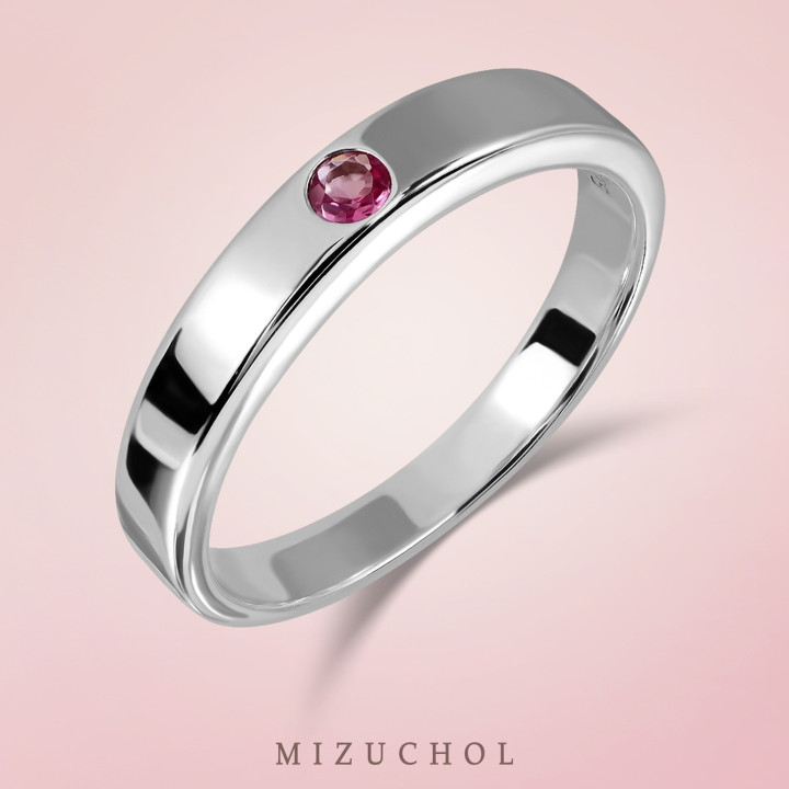 Bagues de couple en argent sterling avec cadenas et clé en tourmaline rose et tourmaline rose